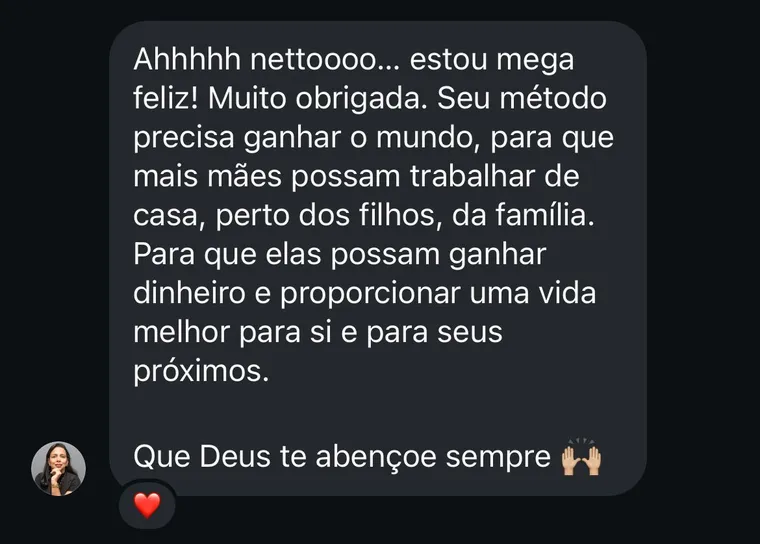 Print de depoimento de aluno do Método DEF