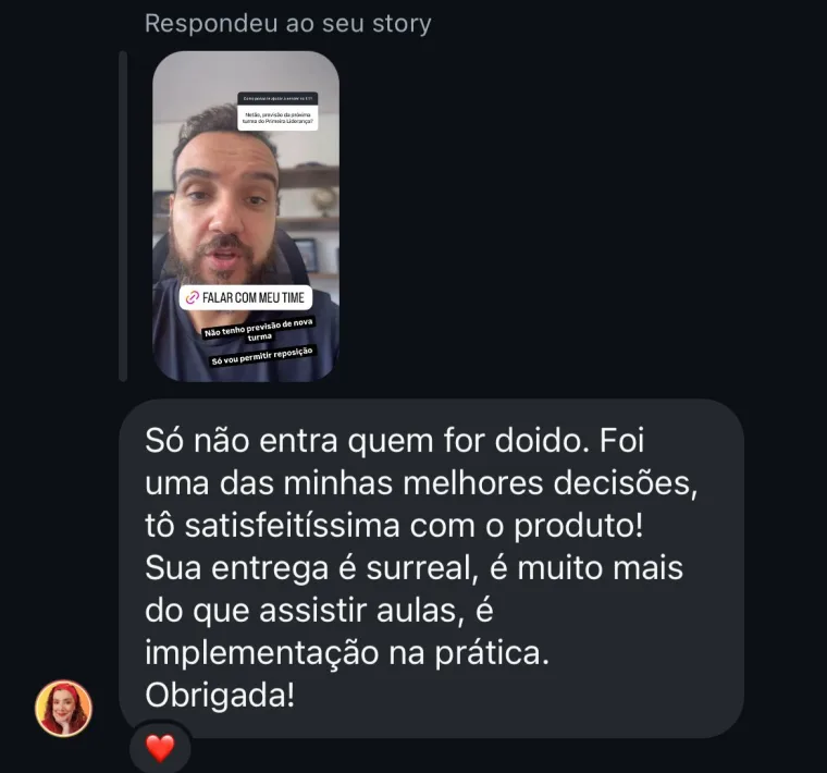 Print de aluno comemorando resultado com o Método DEF